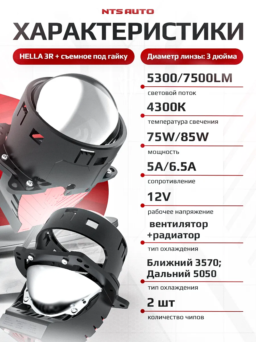 BI-LED линза "RIGEL" 3 дюйма 12V 4300K