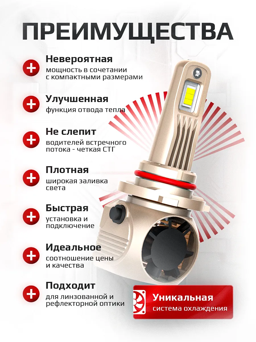 Светодиодные лампы A95 4300K HB3/HB4/HIR2  CANBUS