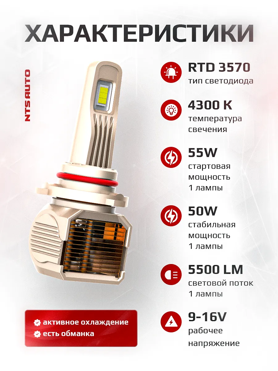 Светодиодные лампы A95 4300K HB3/HB4/HIR2  CANBUS