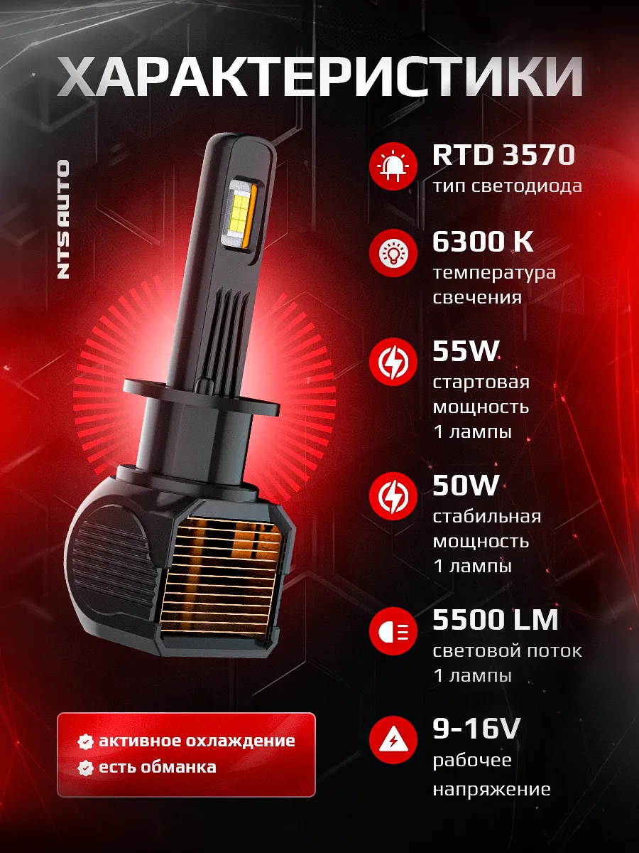 Светодиодные лампы A95 6300K H1 CANBUS